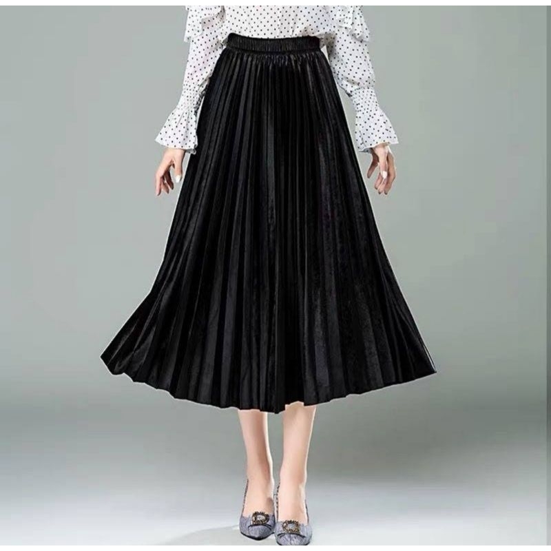 Rok plisket bludru 7/8 rok plisket bludru pendek