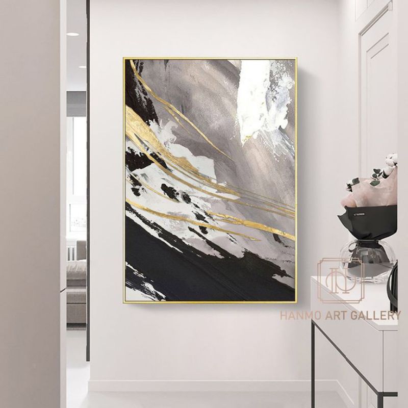 Lukisan dinding abstrak aesthetic teksture modern art
