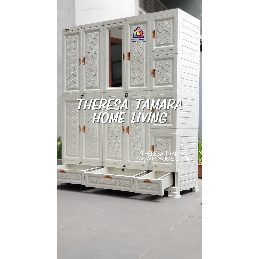 LEMARI NAPOLLY 5412 GANTUNGAN 4 PINTU BESAR 4 PINTU KECIL + 3 LACI BAWAH + KUNCI LEMARI