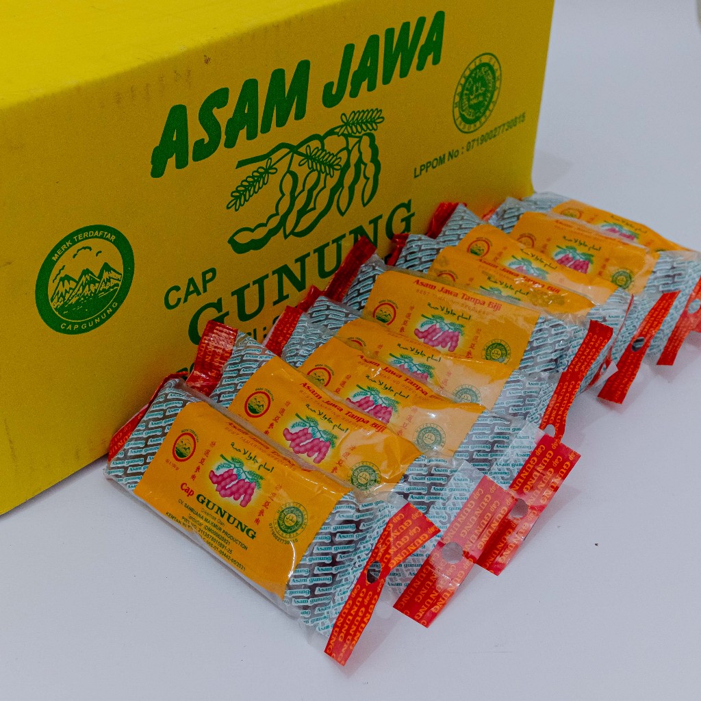 

ASAM JAWA ASAM TANPA BIJI ASAM DAGING CAP GUNUNG 100GR KEMASAN 1 DUS