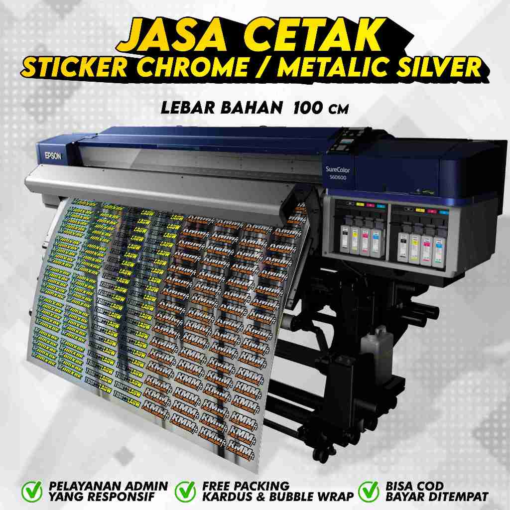 

Free Design Jasa Cetak Sticker Bahan Miror Chrome - CETAK PRINTING STIKER METALIC SILVER