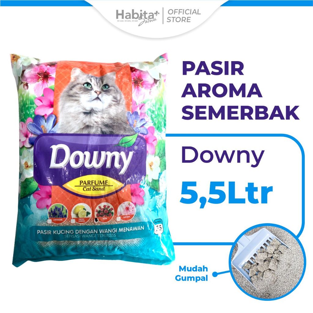 GOJEK/GRAB Pasir Kucing Anjing DOWNY 5,5 LIter Gumpal Wangi Bentonite