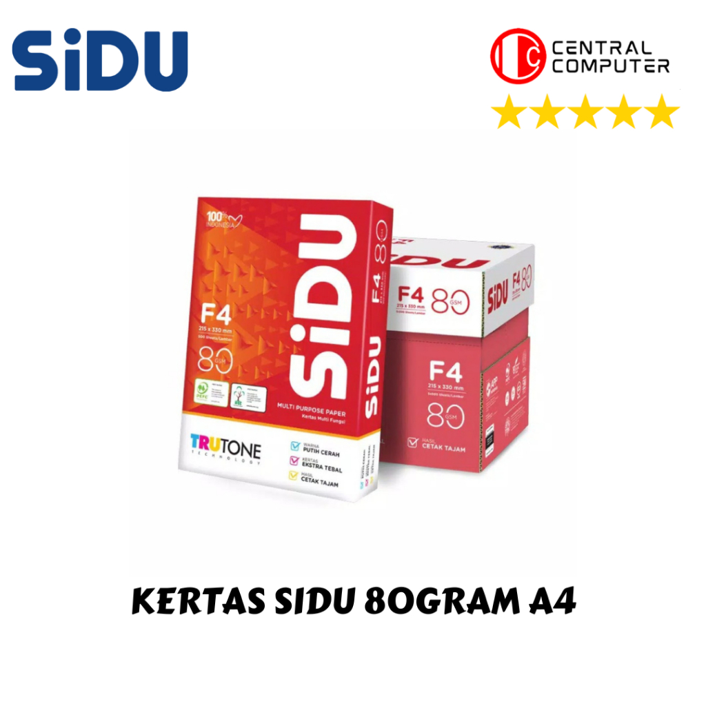 

Kertas HVS Sinar Dunia SIDU A4/F4 80 Gram per RIM/DUS
