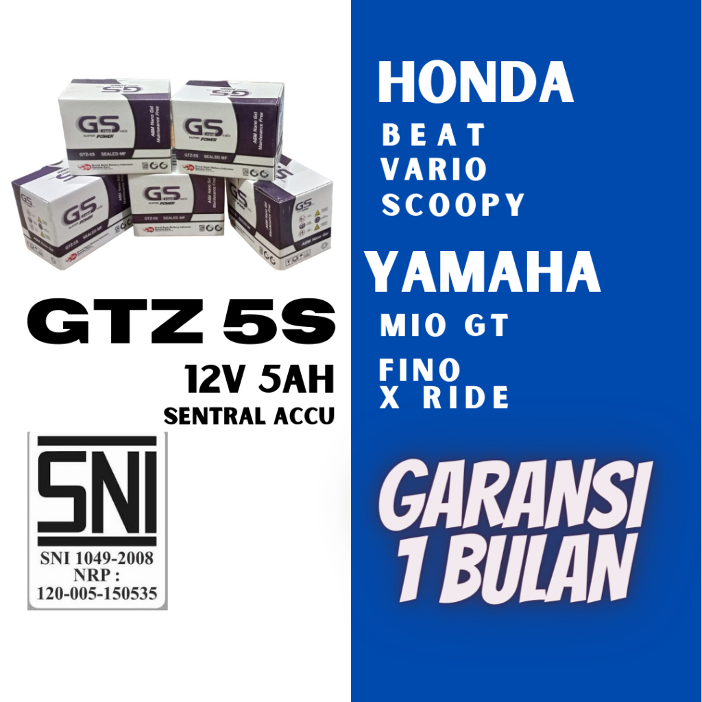 aki kering motor Honda beat Karbu berkualitas Amper 5