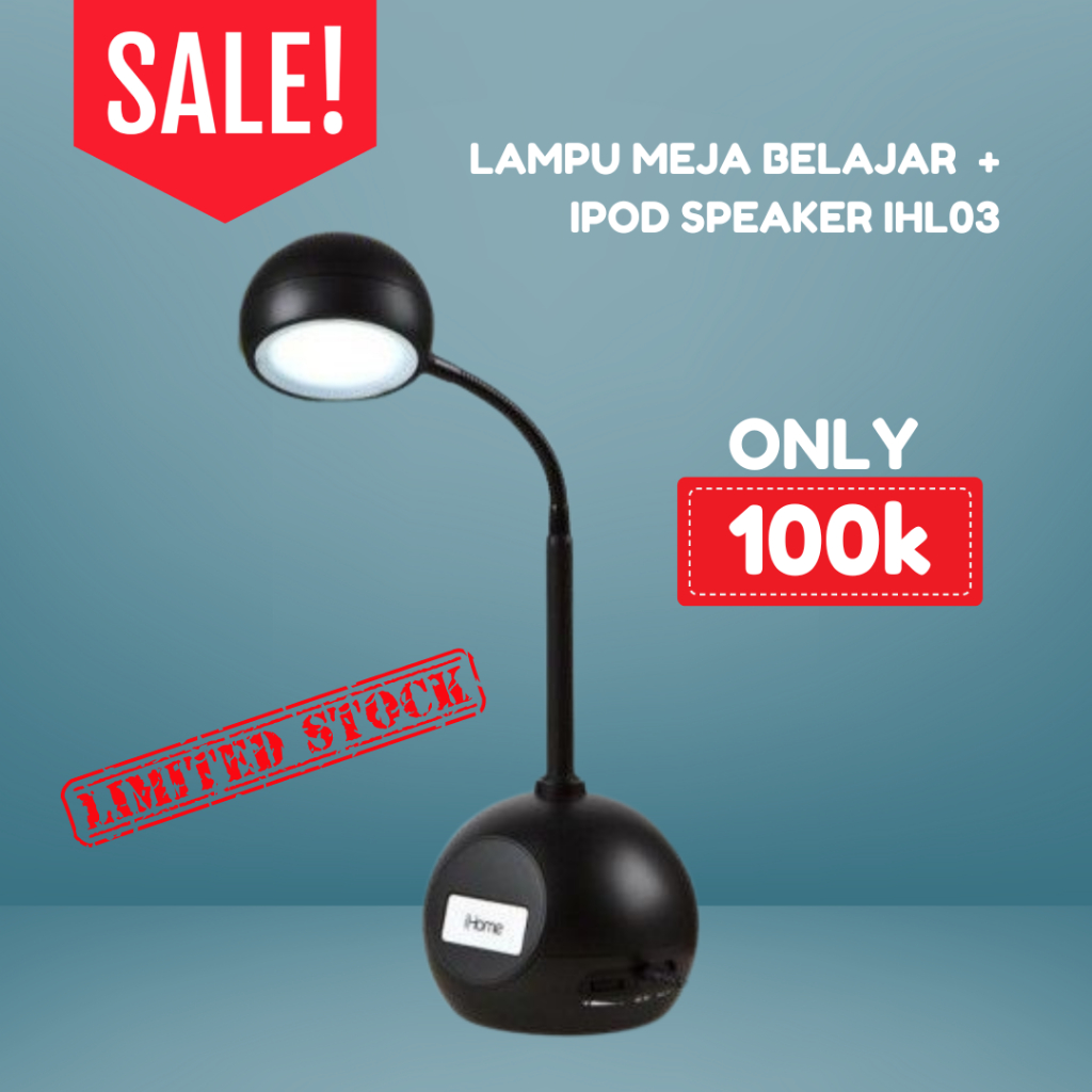 [ SALE ] [ LIGHTCO INDONESIA ] LAMPU MEJA BELAJAR + SPEAKER IHOME