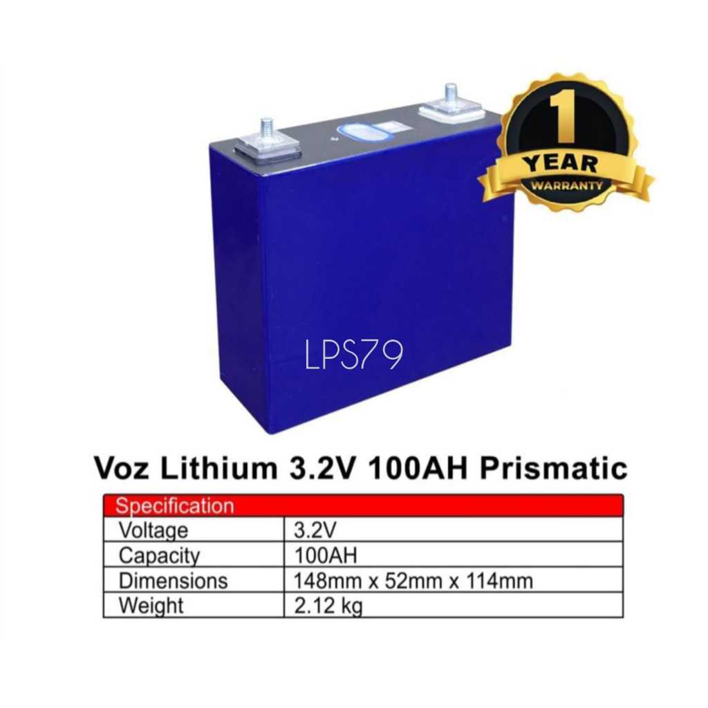 Voz Lithium 3.2V 100AH Prismatic 3,2V 100Ah