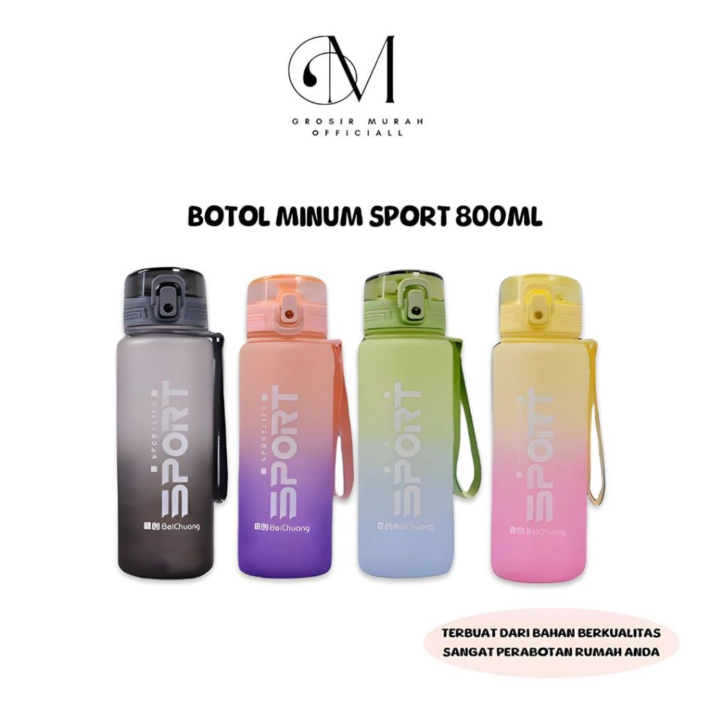GROVE MAISON Botol Minum Sport Rainbow / Tumbler Olahraga Motivasi 650ML Gradasi