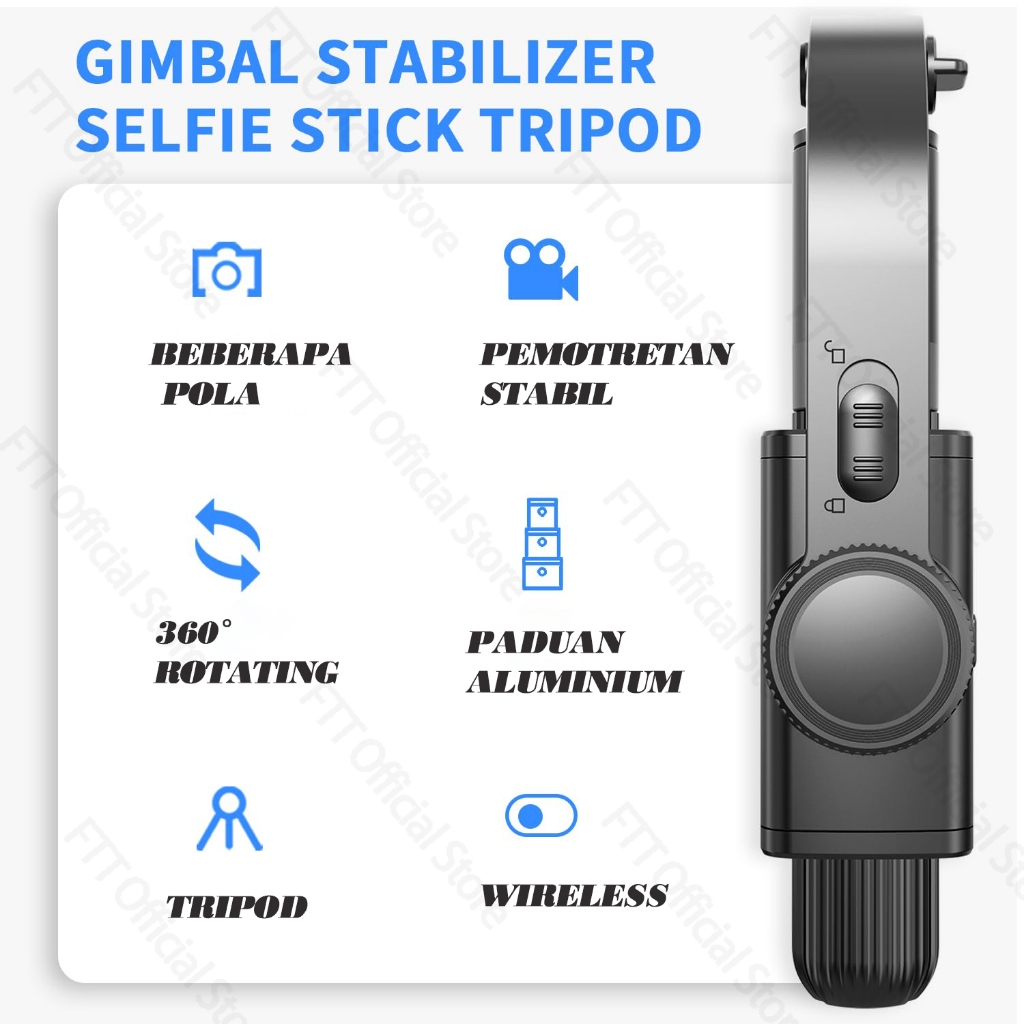 FTT C06 Gimbal Stabilizer Handphone Gimbal Hp Stabilizer Tongsis Hp Bluetooth Tripod-1