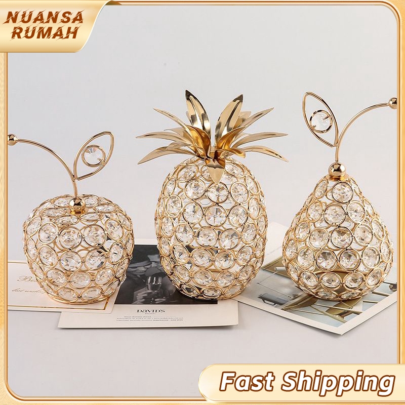 Crystal Nanas Pear Apple Pajangan Mewah Ornamen Kristal Buah/Apel Kristal Ornamen Buah Ornamen Ruang
