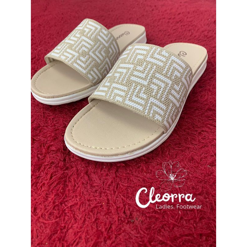 sandal wanita terbaru rajut elastis sol putih pendek