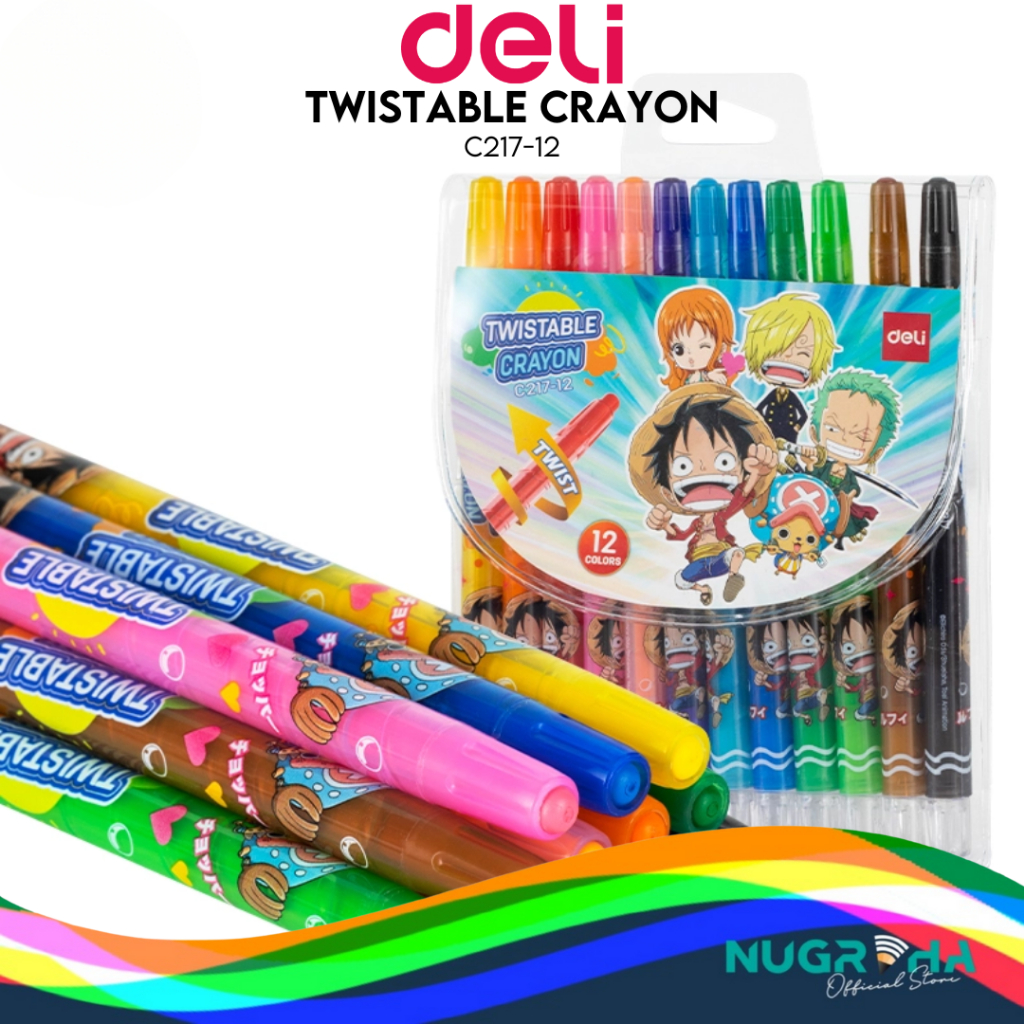 

Deli Twistable Crayon One Piece / Krayon Putar 12 & 24 Warna Anti Kotor C217