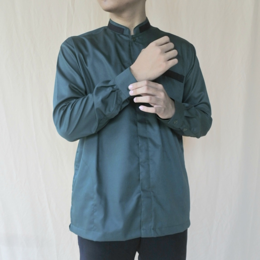 Stellarist- Arrahman Atasan Kemeja Koko Baju Kemeja Koko Pria Emerald