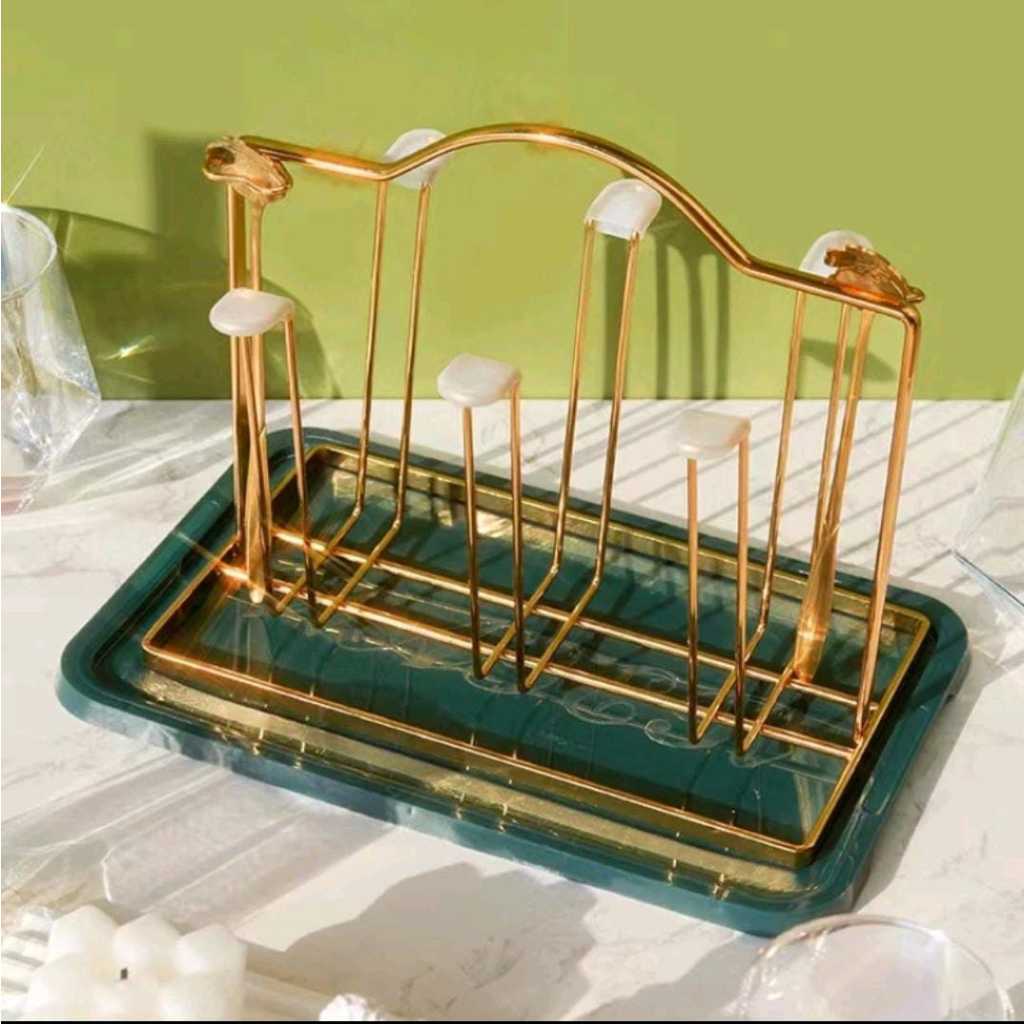 rak gelas gantung tempat peniris gelas 6 cup holder
