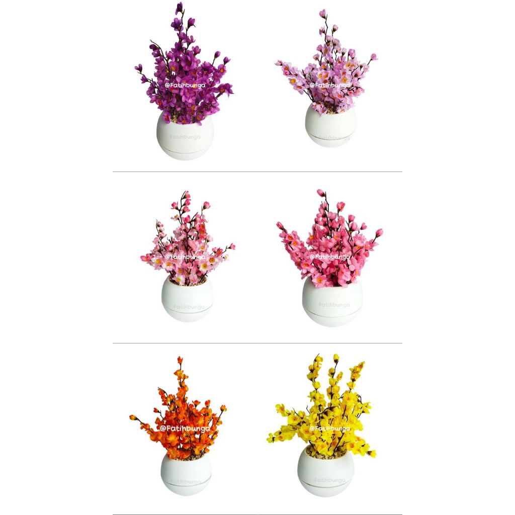 Bunga sakura pot bulat/Bunga sakura hias/Bunga sakura plastik/Bunga sakura dekorasi