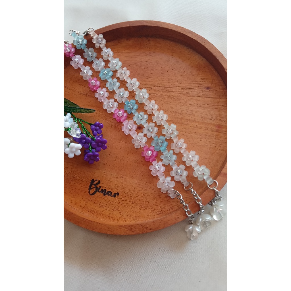 GELANG KRISTAL MANIK FROST BUNGA DAISY GELANG MANIK GELANG KRISTAL GELANG KOREA