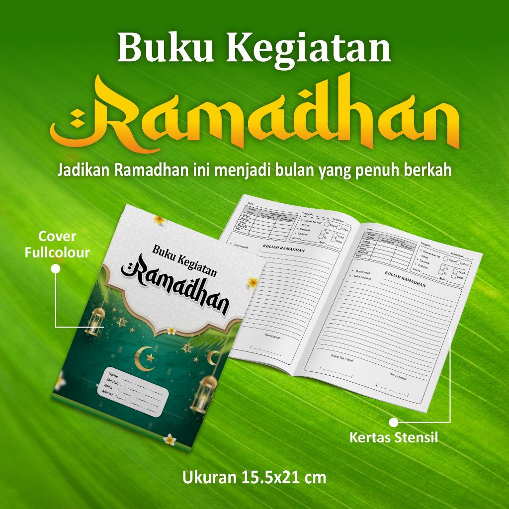 

Buku Agenda Kegiatan Ramadhan | Buku Catatan Bulan Ramadhan | Buku Ramadhan | 40 Halaman 15.5x21Cm