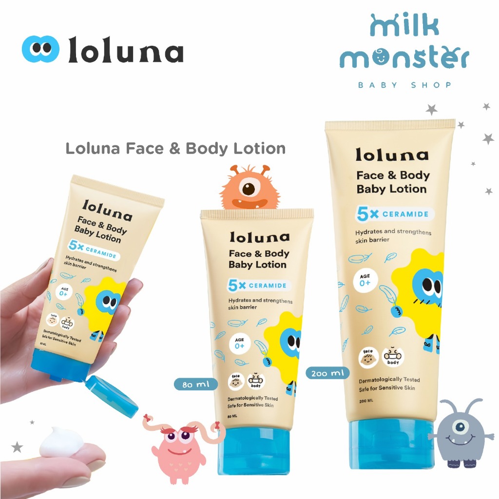 Loluna Face & Body Lotion Baby / Krim Wajah bayi dan anak / krim Badan Bayi Anak