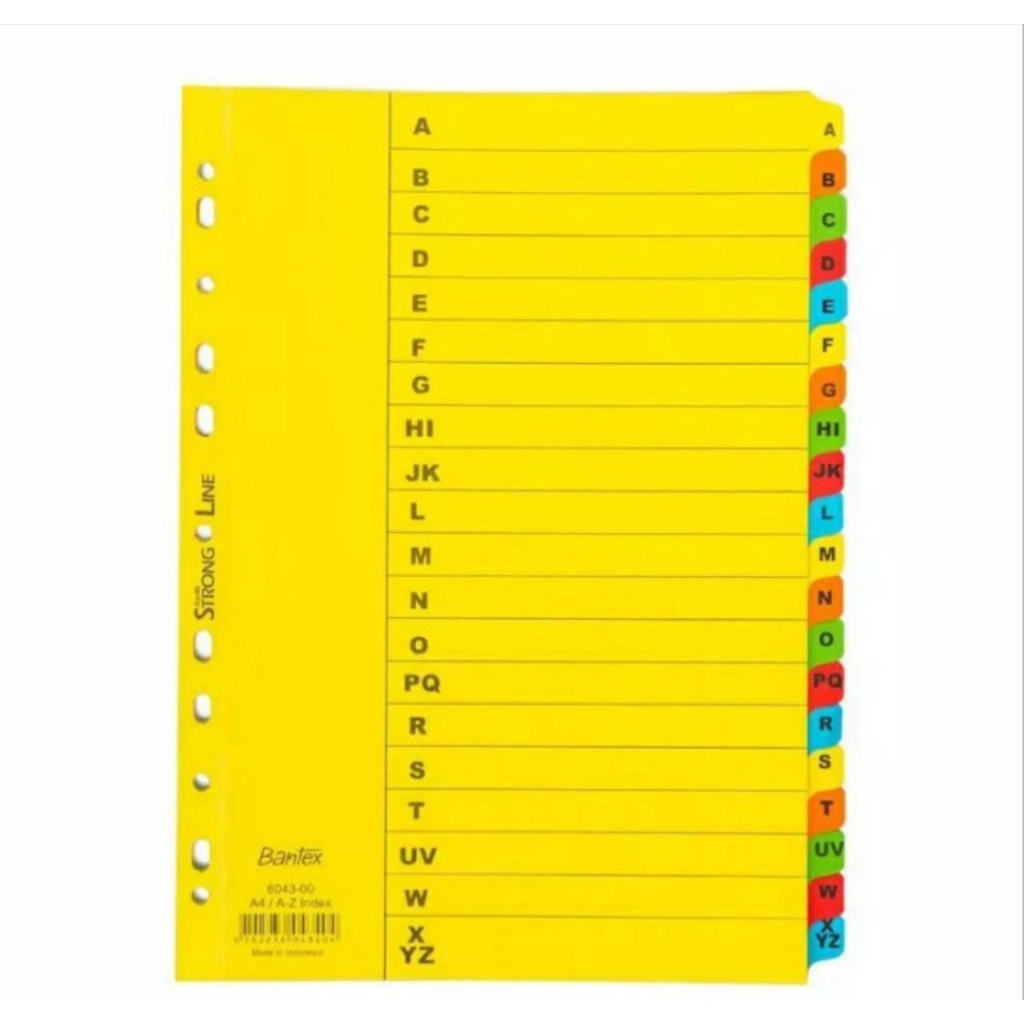 

DIVIDER BANTEX A4 ABJAD A-Z / PEMBATAS BANTEX ABJAD 6043