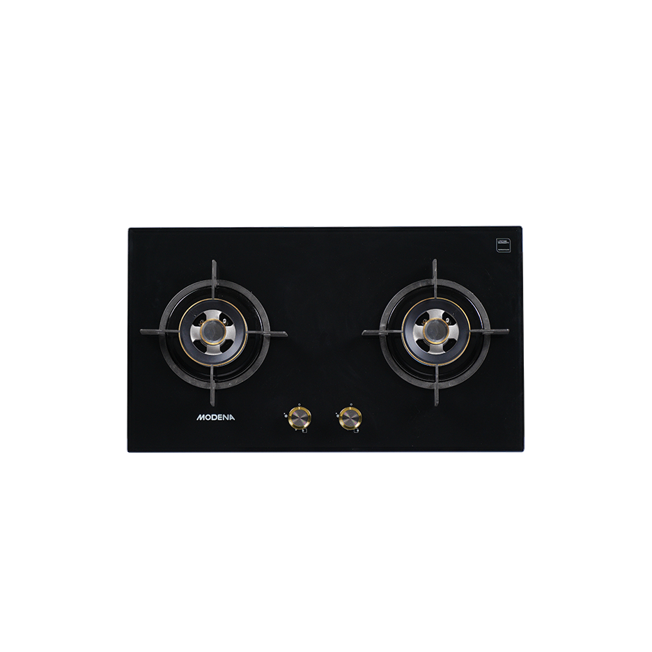 Modena kompor gas tanam BH 2725 GABK GBBK - 2 tungku - Kaca Hitam