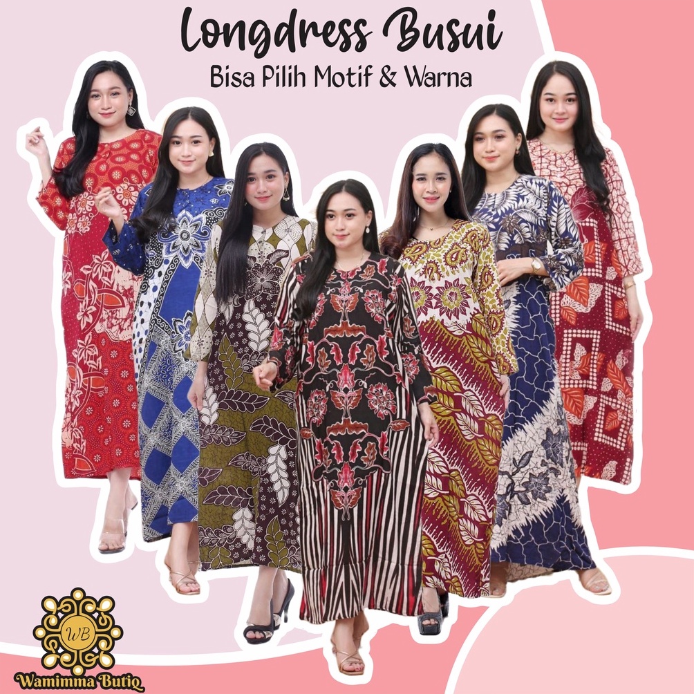 ART T66H Daster Batik Lengan Panjang Baju Daster Lengan Panjang Longdress Batik Long Dress Lengan Pa