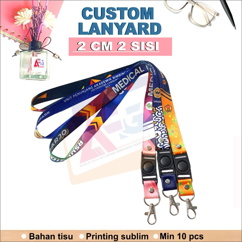 TALI LANYARD ID CARD CUSTOM 2CM 2 SISI/CETAK TALI LANYARD ID CARD CUSTOM/KALUNG ID CARD CUSTOM