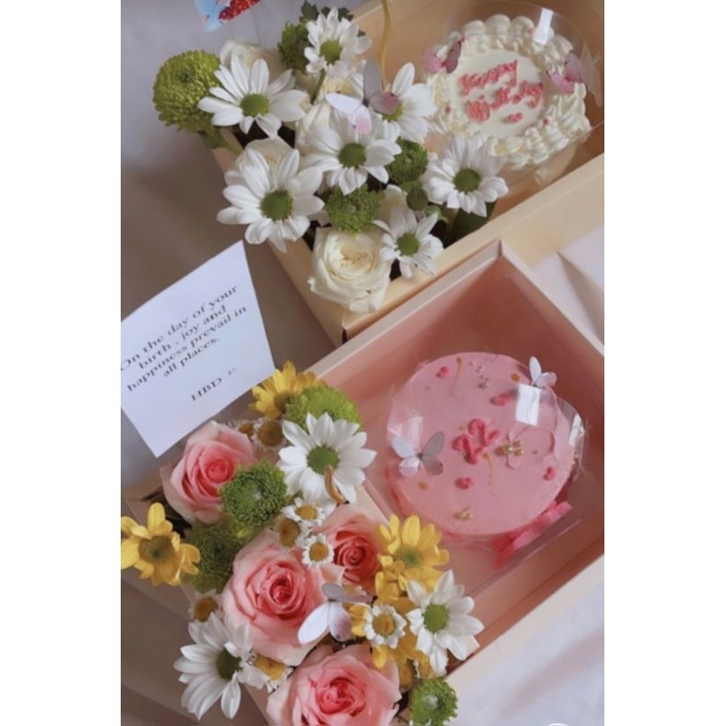 

BoxBunga Kue Flowers Box Hampers Ulang Tahun Transparan FlowersBox Bentocake