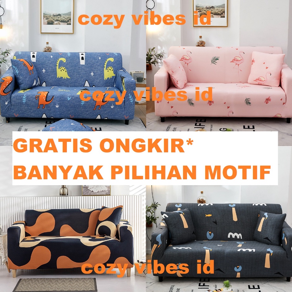 sarung sofa cover 1 seater 2 seater 3 seater s3 elastis elastic motif 1seater 2seater 3seater