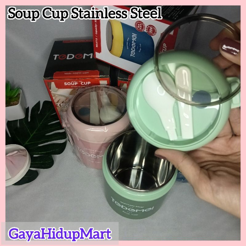 GHM TEDEMEI Soup Cup Stainless steel tempat soup anti tumpah tahan panas