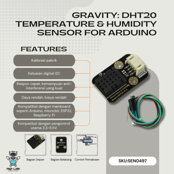 

Dfrobot DHT20 Temperature Humidity Sensor for Arduino Diskon