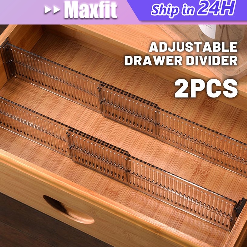 ART I83C 2Pcs Sekat Laci Organizer Pakaian  Kantor Adjustable Penyekat Laci Penyekat Kotak Lemari Or