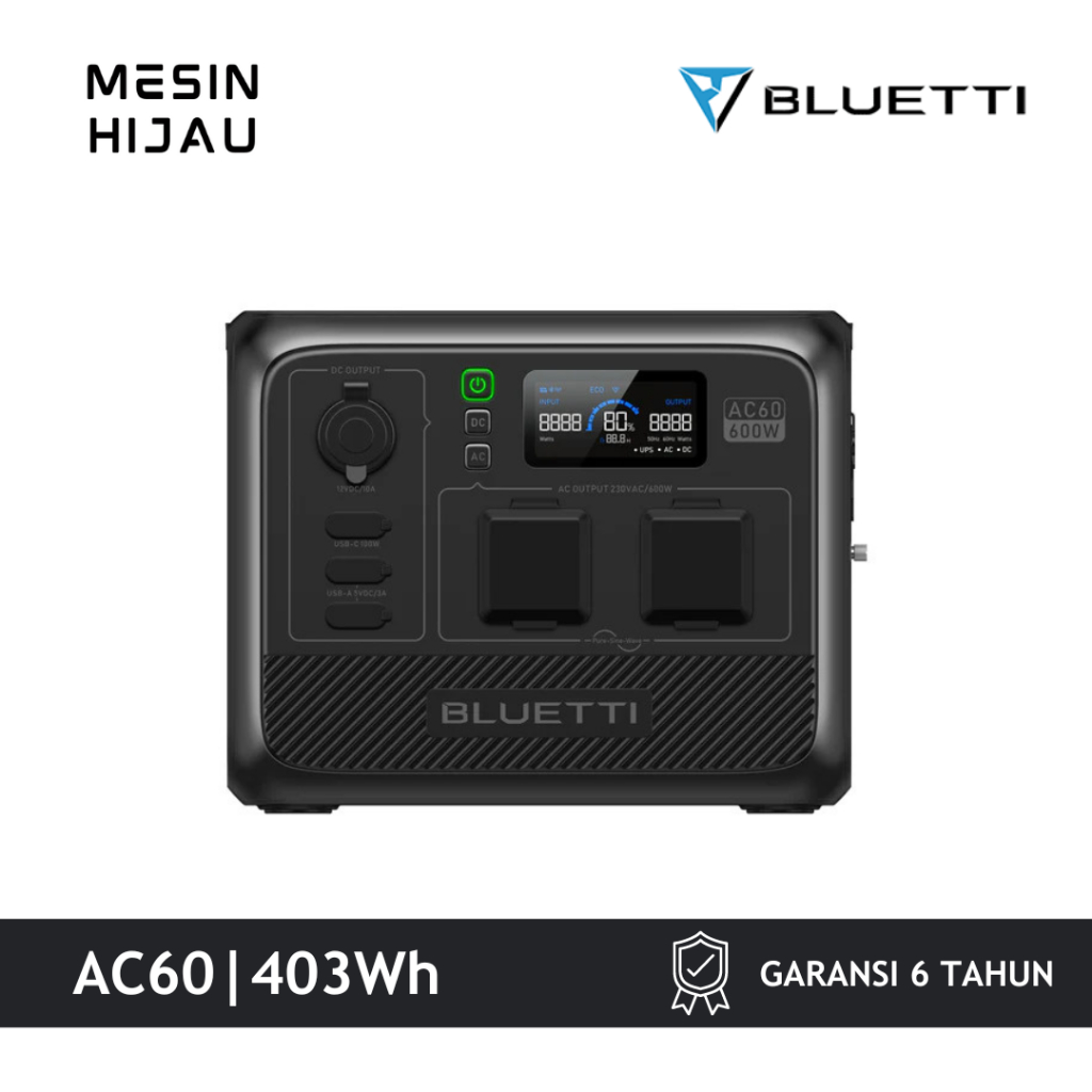 Bluetti AC60 Portable Power Station 403WH/600W Genset Listrik Battery