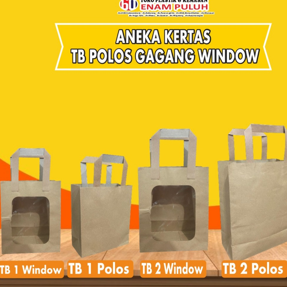 

Tas Kertas Coklat Gagang Besar TB Polos / WINDOW / Coklat TB Window TB 1 & TB 2 Polos, TB Window 1 & TB 2 isi 20 pcs Paper Bag Coklat