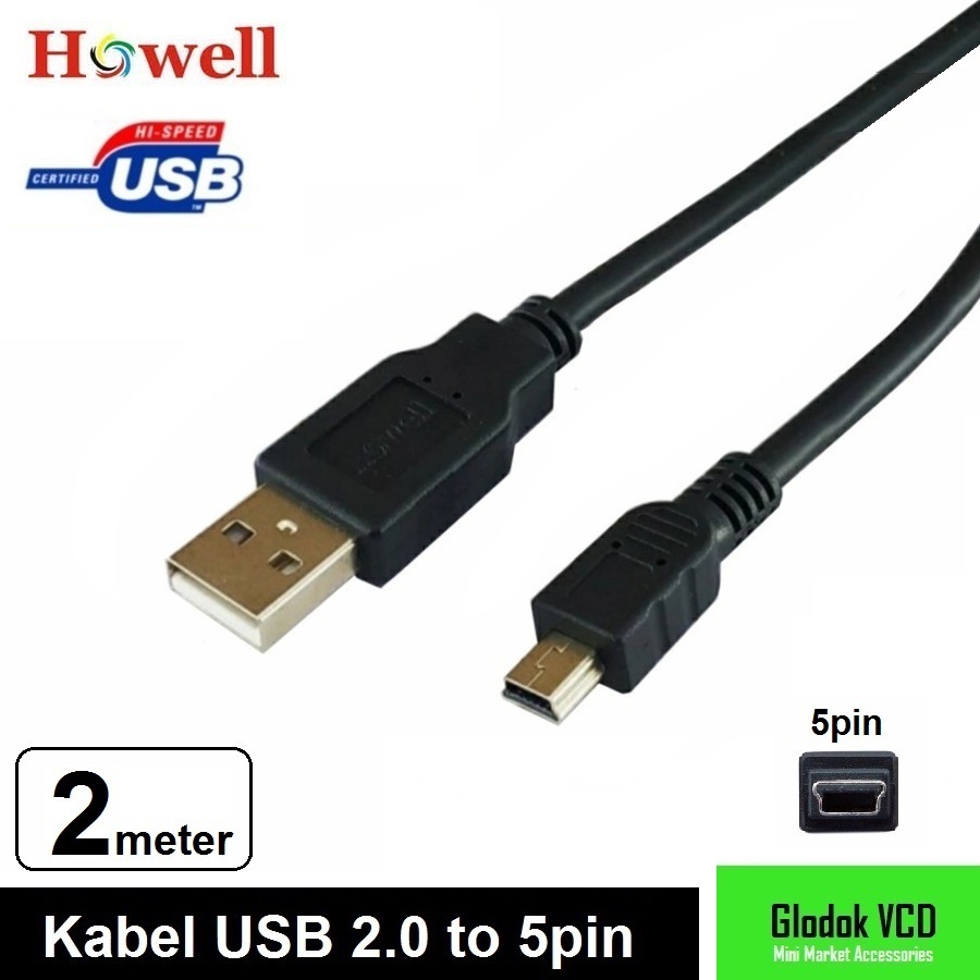 Howell Kabel USB 2.0 to 5 Pin Mini 2M