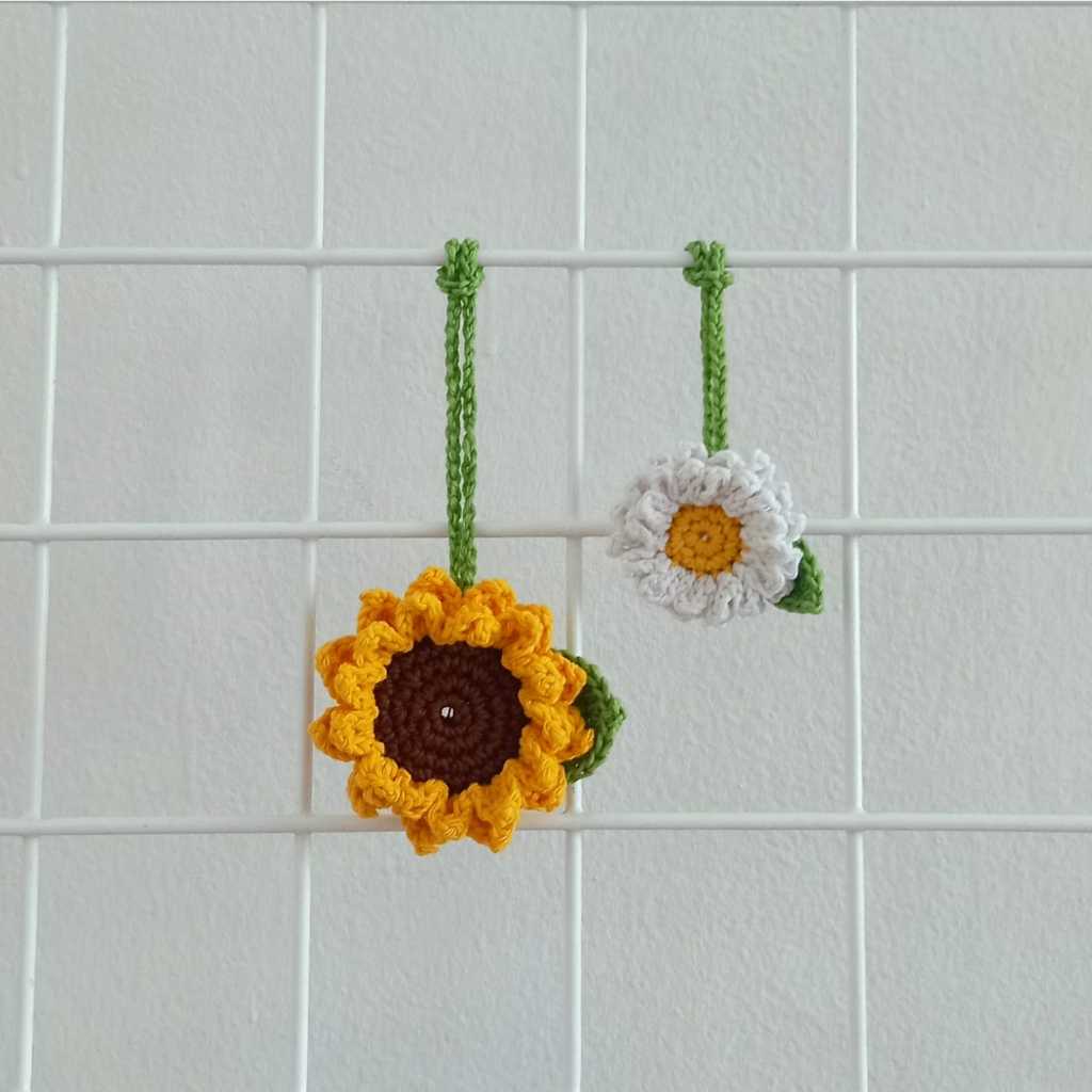Gantungan rajut | Gantungan bunga | Bunga matahari | Bunga daisy