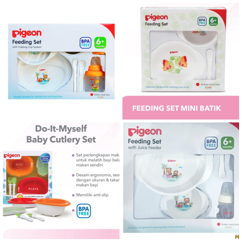 PIGEON FEEDING SET WITH TRAINING CUP / FEEDING SET MINI / FEEDING SET MYSELF BABY CUTLERY SET / FEED
