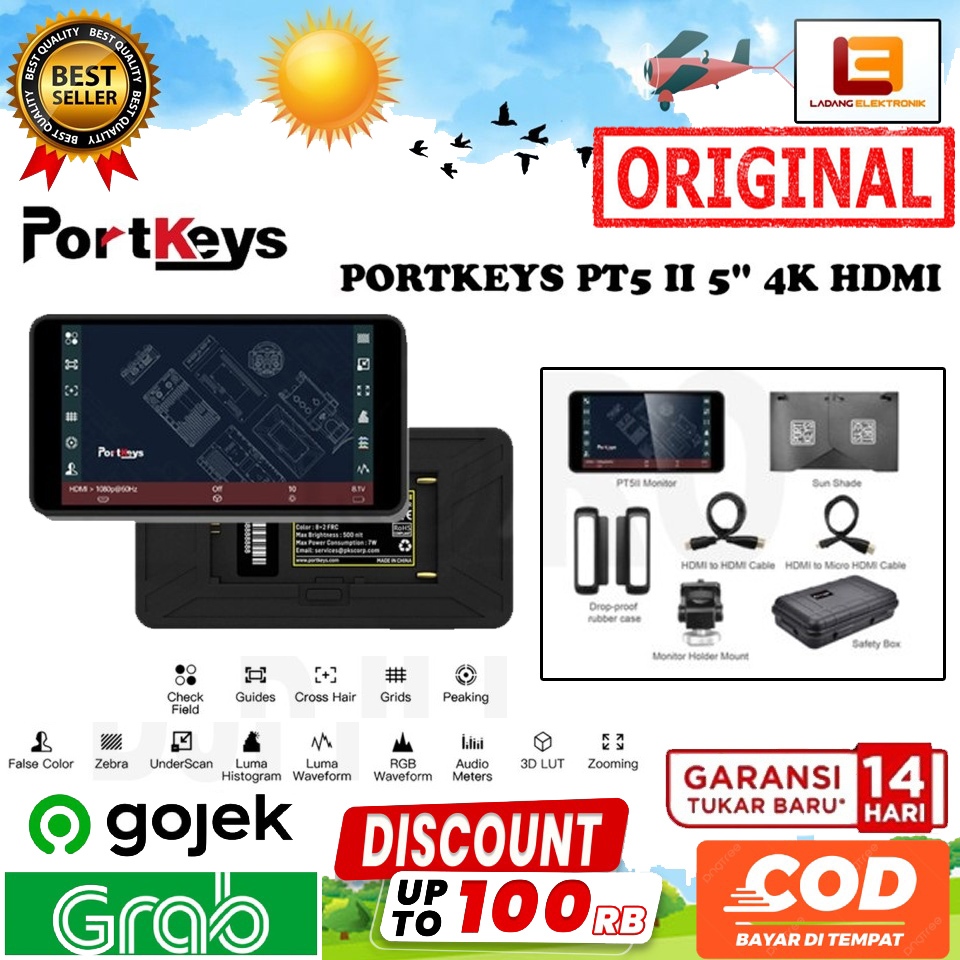 Portkeys PT5 II 5" Inch 4K Touchscreen Monitor Eksternal PT5II