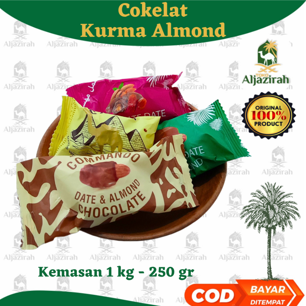

Cokelat Kurma Isi Almond Lapis Coklat | Coklat Kurma Oleh Oleh Haji Umroh | Coklat almond