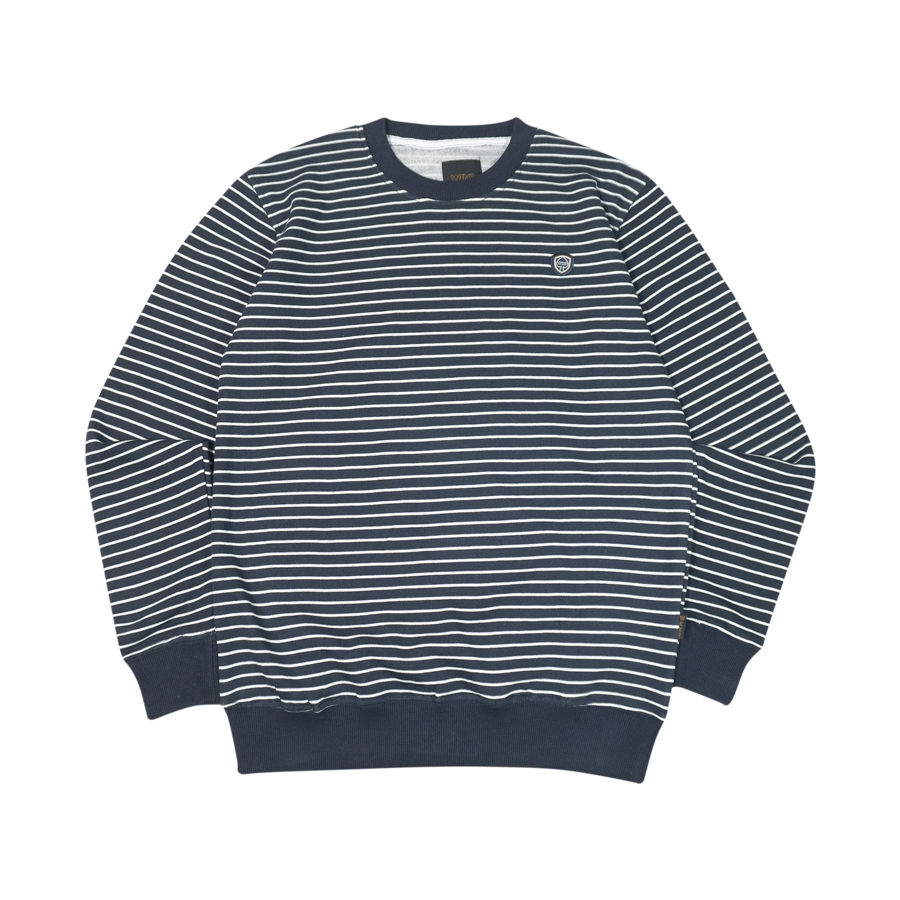 Sweater crewneck salur navy blue putih wknd ocean 1235