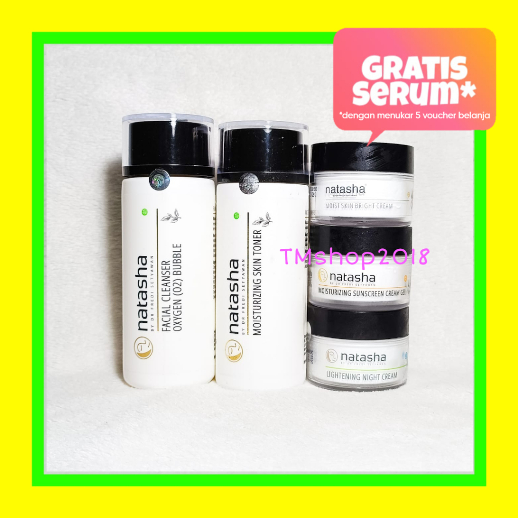 Natasha Skincare Paket Glowing 1 (O2,Toner,MSkinBrt,sbgel,lnc) by dr Fredi Setyawan Original
