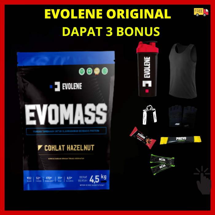 EVOMASS 4,5 KG / 10 LBS ORI GYM GAINER HALAL SUSU PROTEIN SUSU OPTIMUM ULTIMATE NUTRITION  EVOLENE