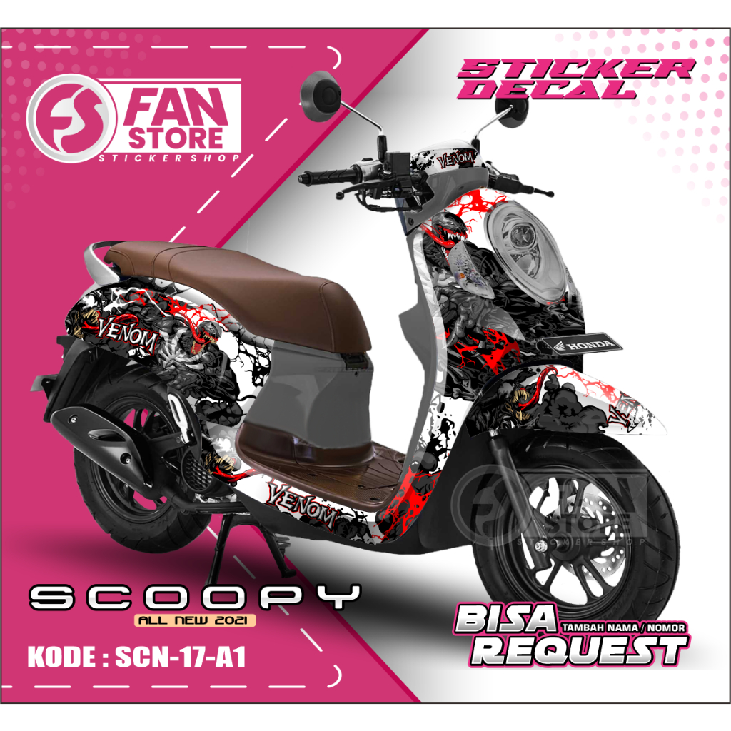 Sticker Decal Motor Honda Scoopy 2021 VENOM - Dekal Stiker All New Scoopy 2021 - KODE SCN