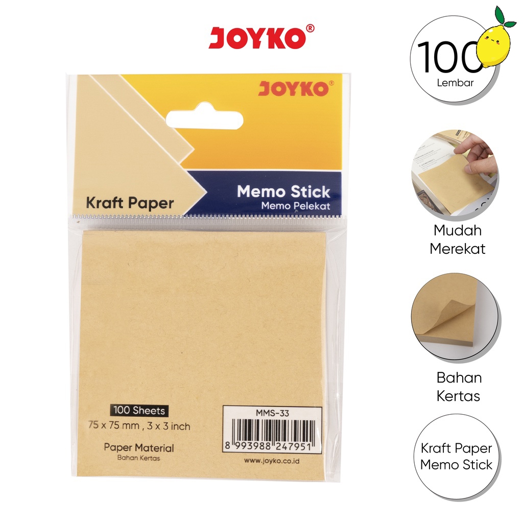 

Sticky Notes Kraft / Kertas Memo / Memo Stick Joyko MMS-33 Kraft Paper