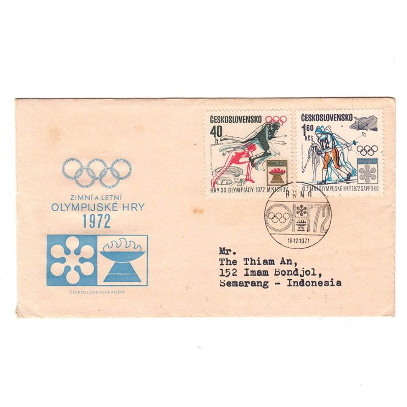 

Sampul Hari Pertama (SHP) Cap pos 1971 Beserta isinya Terkirim dari Ceko ke Indonesia - Motif 6