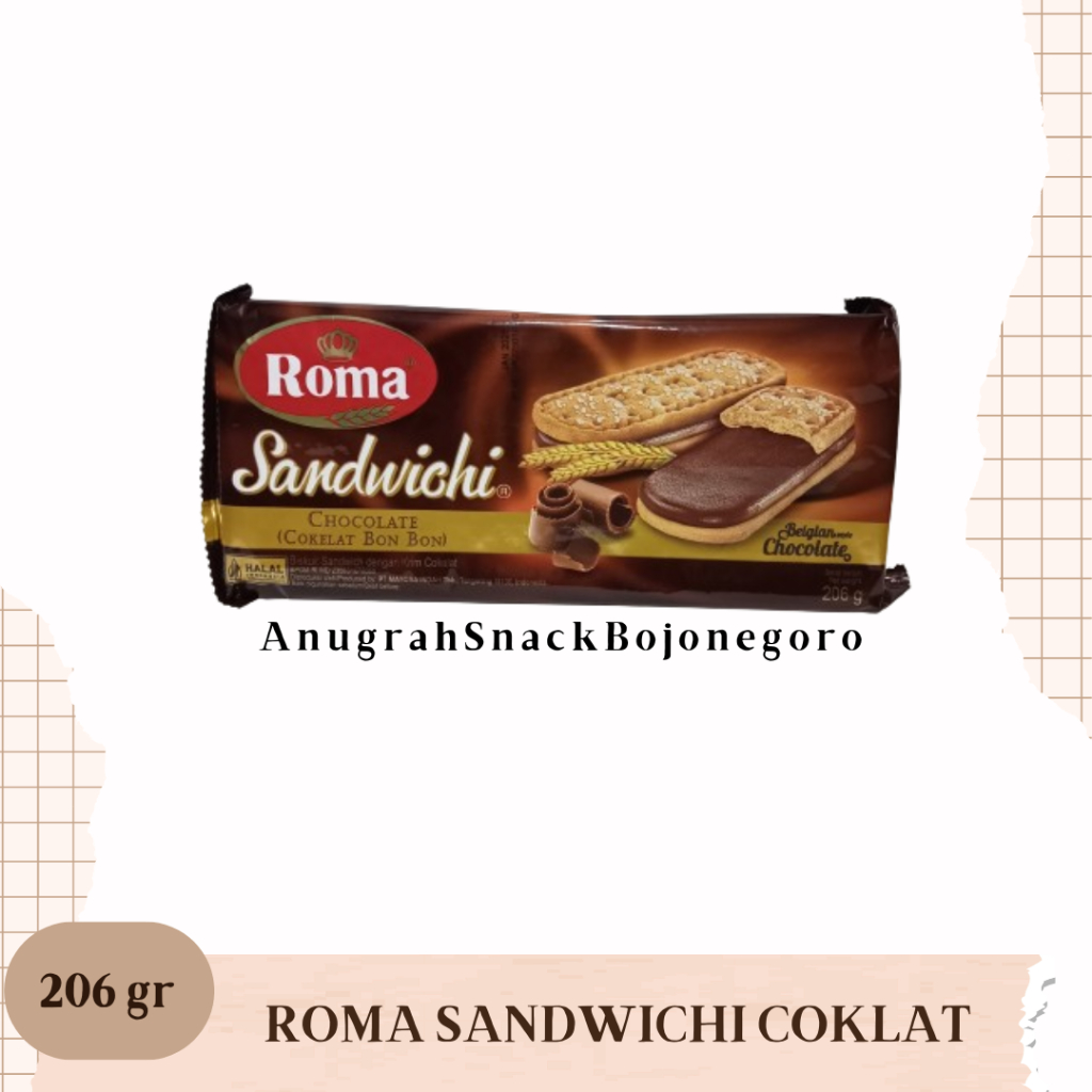 

Roma Sandwichi Coklat Belgian Style Chocolate 206gr