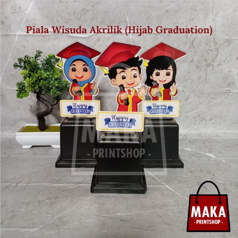 Piala Wisuda Akrilik (Hijab Graduation) - Hadiah Wisuda - Kado Graduation - Hampers - Plakat Akrilik Wisuda - Plakat Akrilik Murah