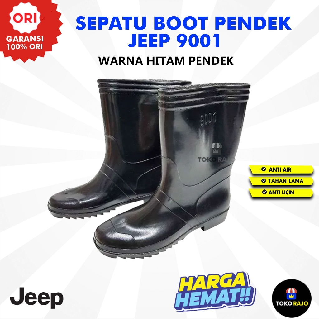 SEPATU BOOTS SEPATU BOOT KARET PENDEK HITAM JEEP SEPATU BOOTS PENDEK JEEP SEPATU BOOT SAFETY KERJA P