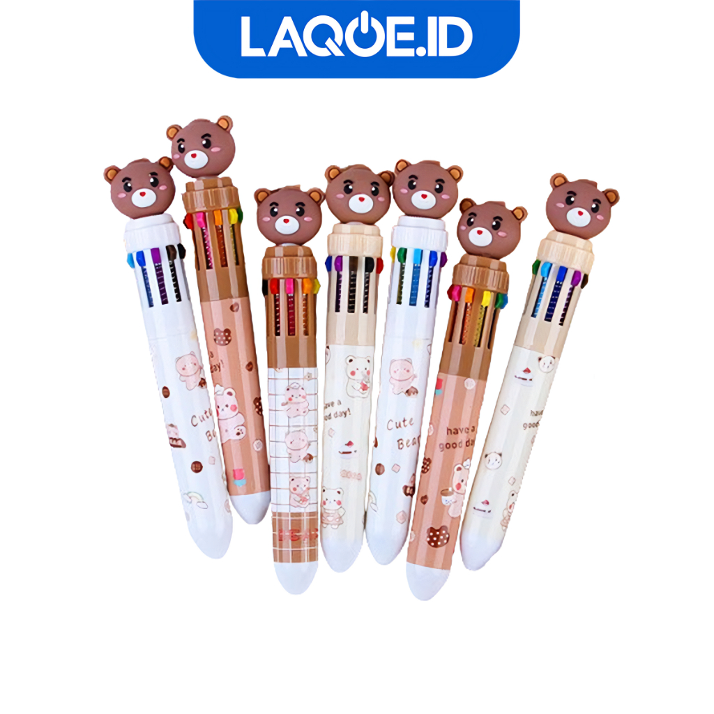 

Pena 10 Warna Teddy Bear Pulpen Warna Super Lucu Motif Beruang ATK017
