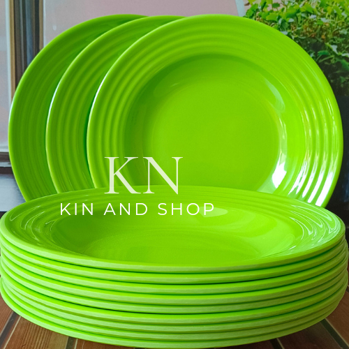 Ucl_gramari - 1 Lusin Piring Makan Melamin Tebal Besar 9 Inch Model Ulir