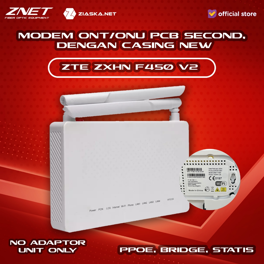 OK MODEM EPON ONT ONU ZTE F450 SECOND BEKAS DENGAN CASING BARU/NEW Ds3