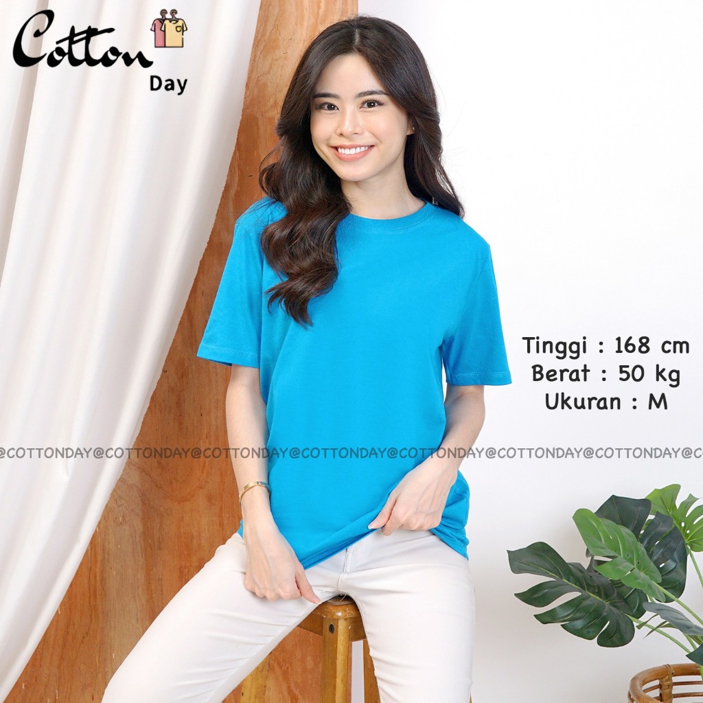 Cotton Day Kaos Polos Turkish Blue Biru Lengan Pendek Basic Reguler T-Shirt Jumbo Plus Size 3XL 4XL 